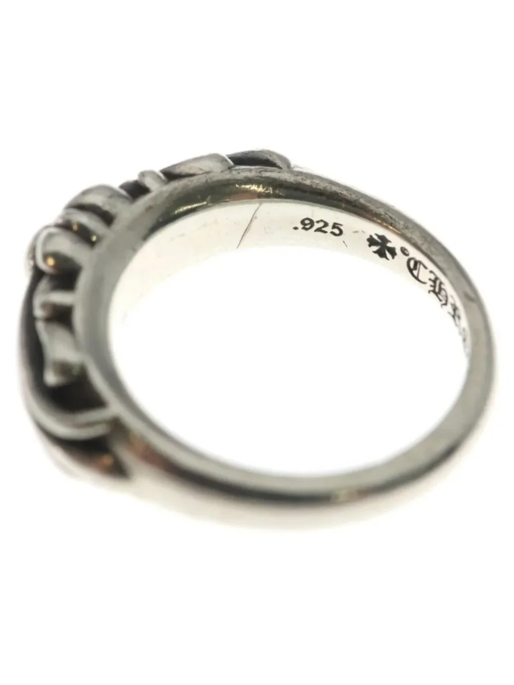 Chrome Hearts Baby Classic Floral Black Sling Silver Ring